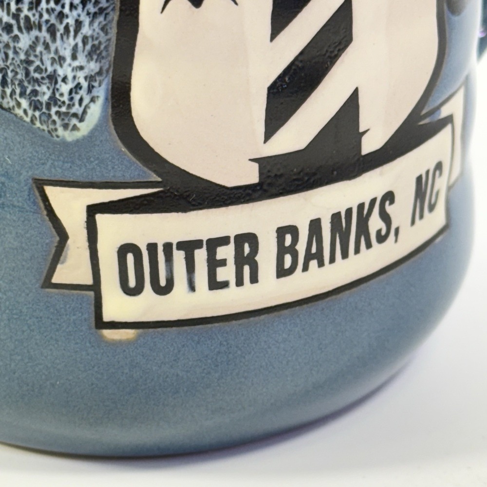 Outer Banks NC Pottery PCF Souvenir Mug Lighthouse 2 Tone Drip Glaze Large - Picture 7 of 11